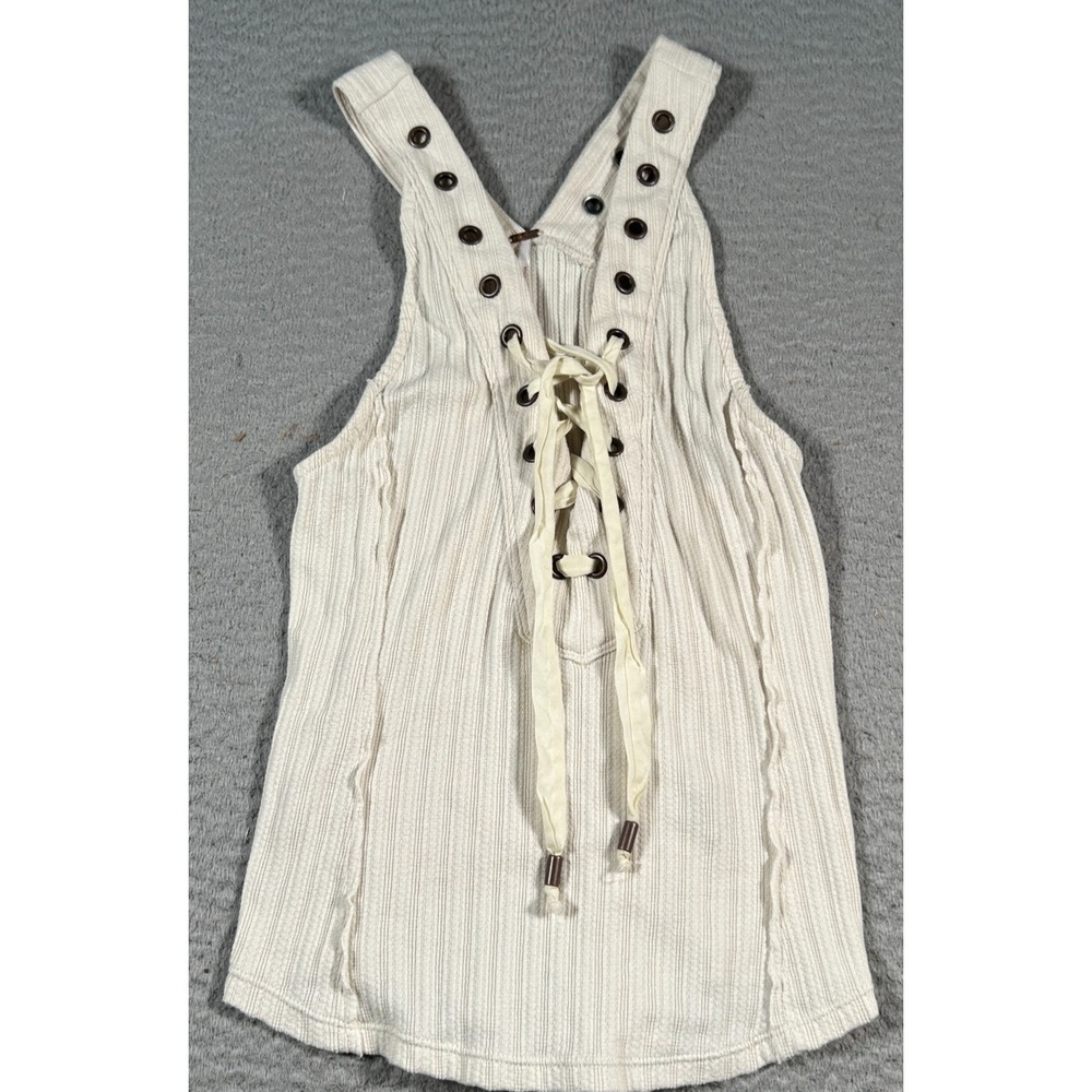 Free People Dress Womens XS White Lace‎ Front Sleeveless Boho Tank Pullover